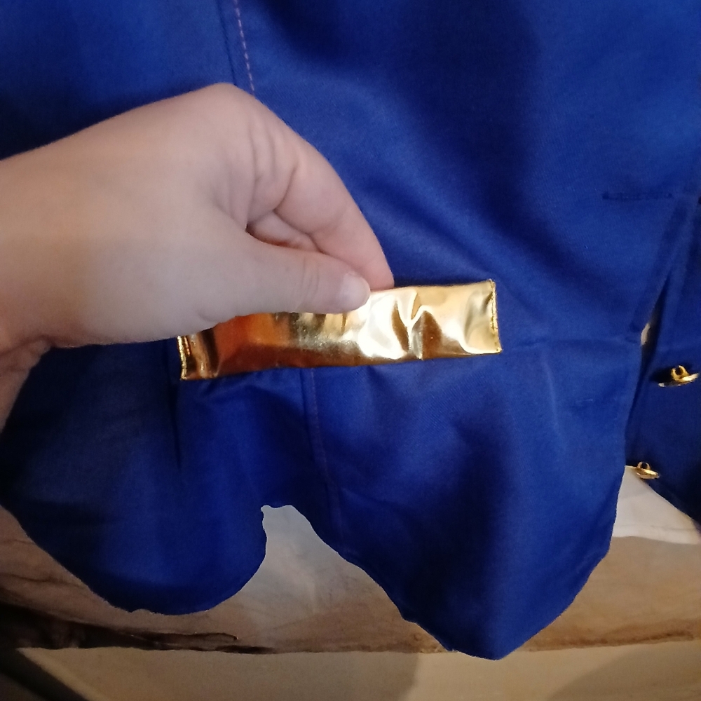 Royal Blue Women's Top with Gold Button Accents - Picture 3 of 9